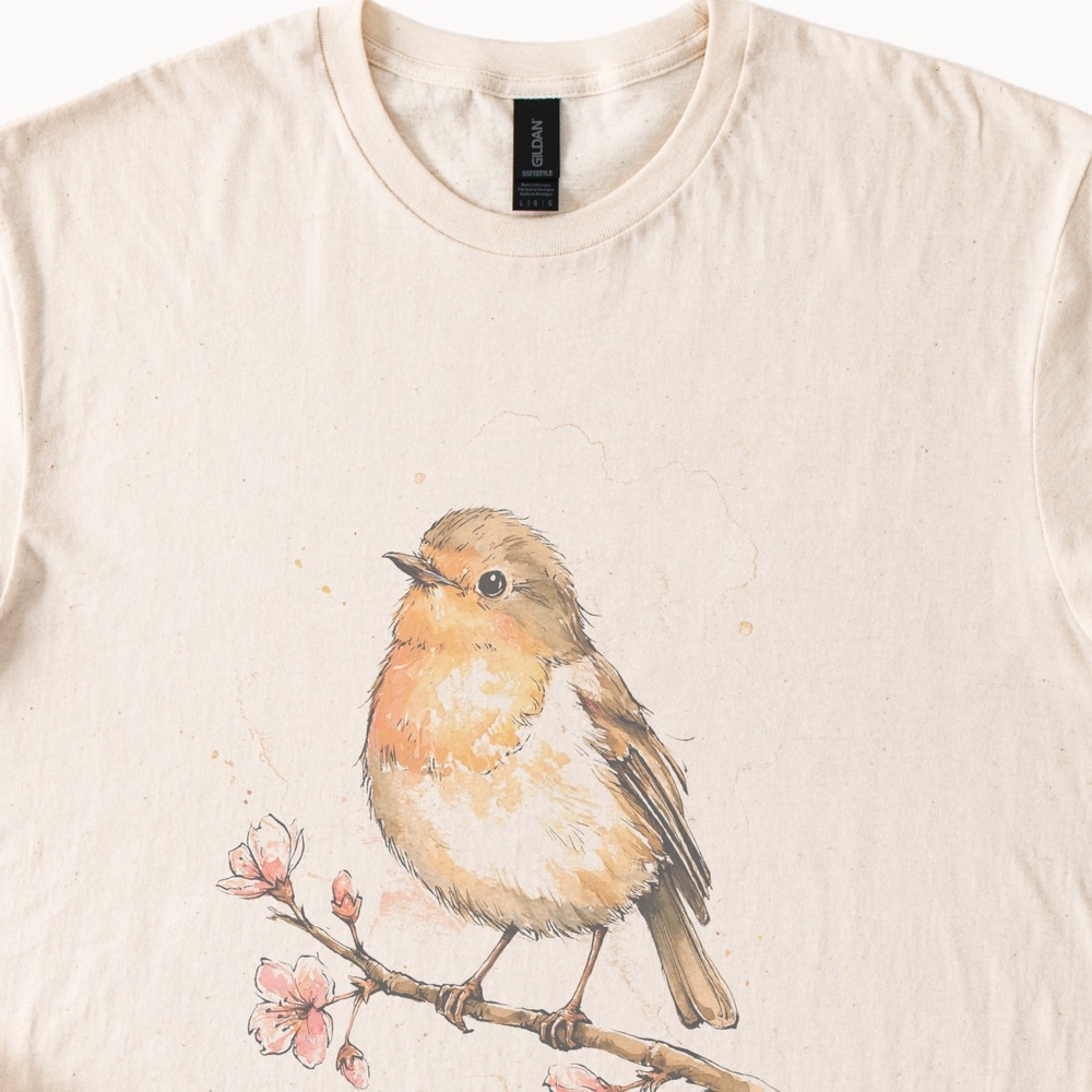Delicate Robin Bird Boho Tee
